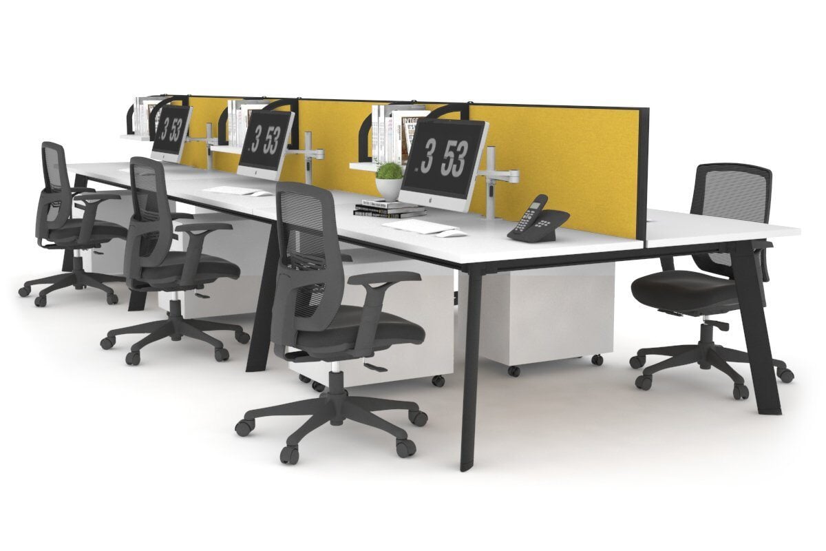 Switch - 6 Person Workstation Black Frame [1200L x 700W] Jasonl white mustard yellow (500H x 1200W) 