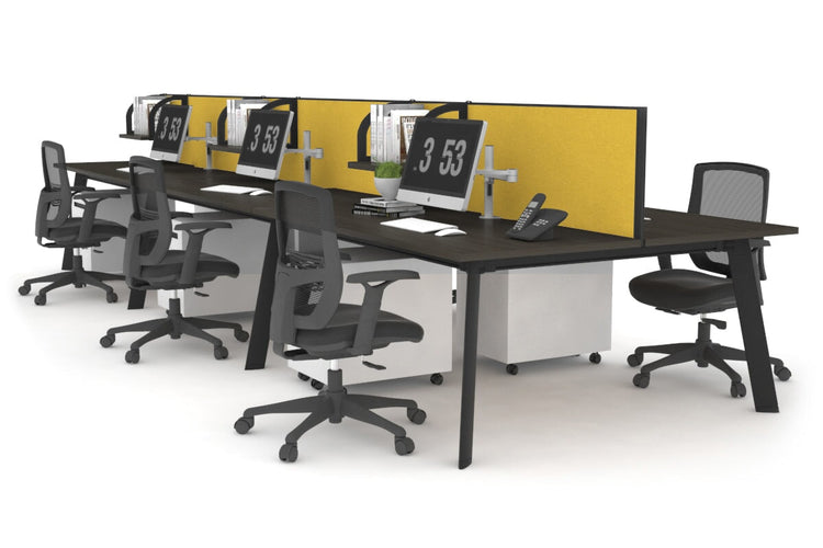 Switch - 6 Person Workstation Black Frame [1200L x 700W] Jasonl dark oak mustard yellow (500H x 1200W) 