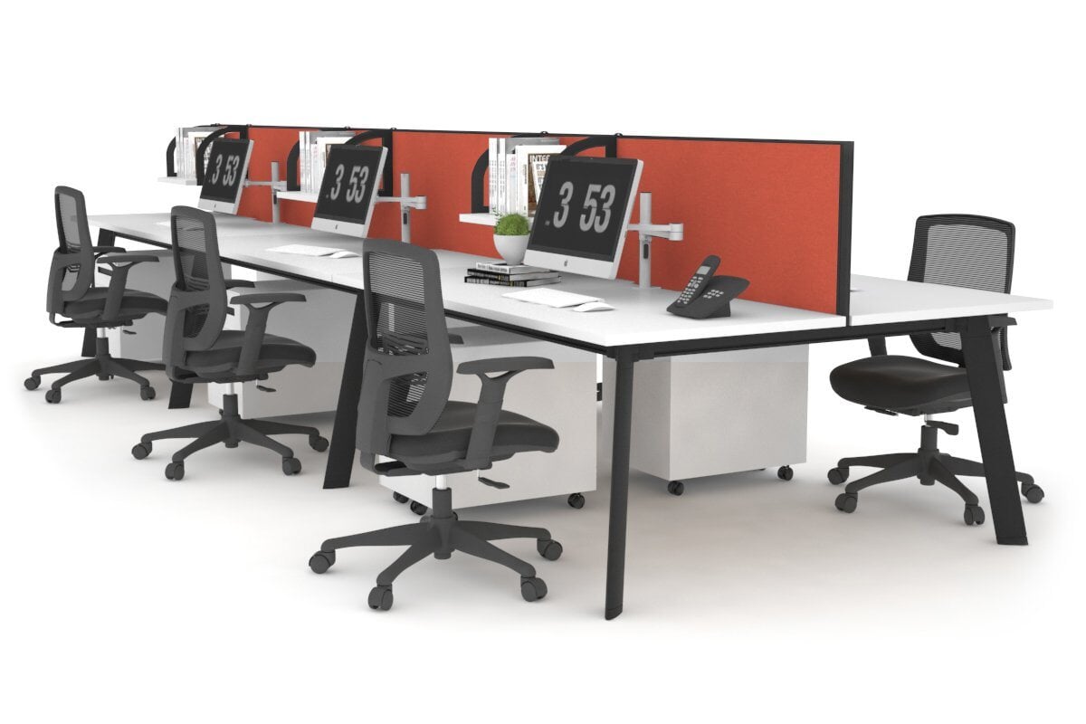 Switch - 6 Person Workstation Black Frame [1200L x 700W] Jasonl white orange squash (500H x 1200W) 