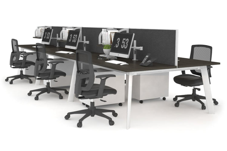 Switch - 6 Person Workstation White Frame [1200L x 700W] Jasonl dark oak moody charcoal (500H x 1200W) 