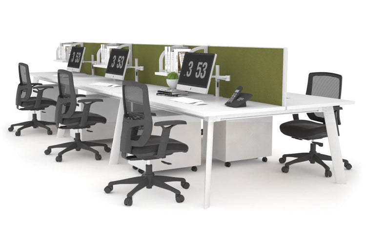 Switch - 6 Person Workstation White Frame [1200L x 700W] Jasonl white green moss (500H x 1200W) 