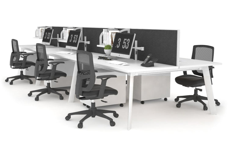 Switch - 6 Person Workstation White Frame [1200L x 700W] Jasonl white moody charcoal (500H x 1200W) 