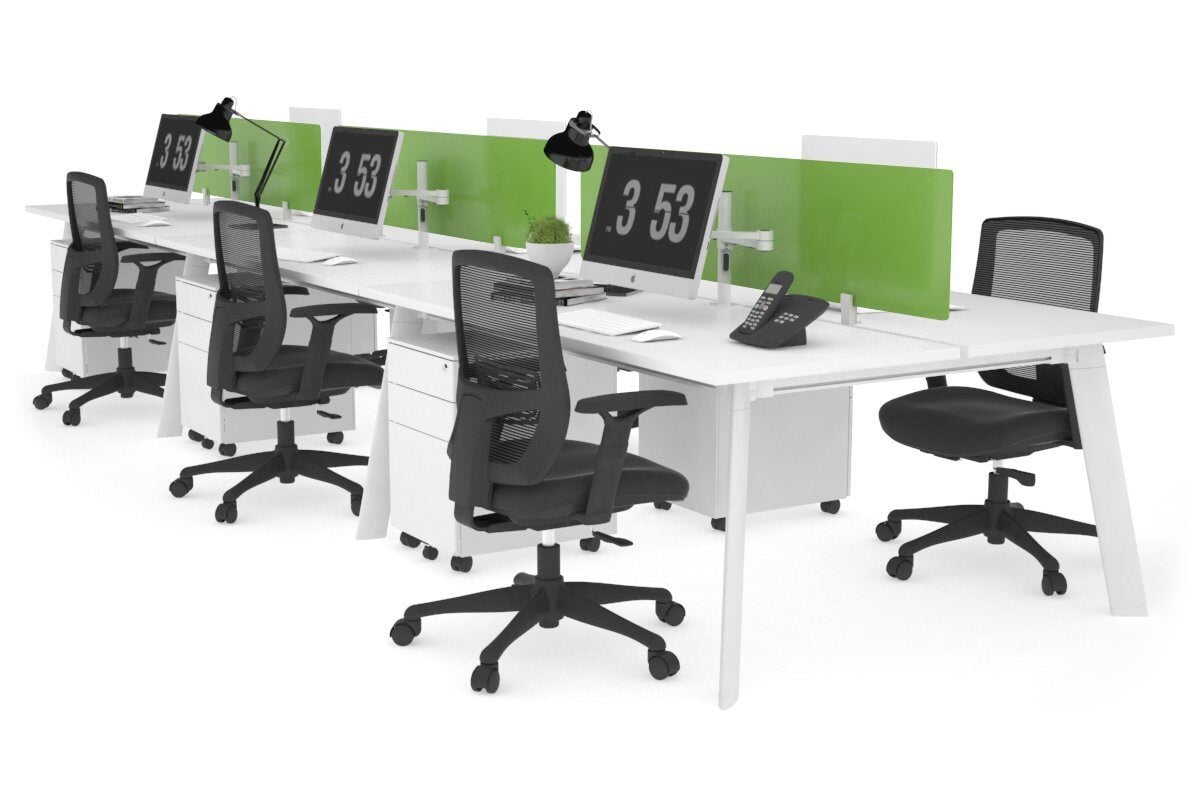 Switch - 6 Person Workstation White Frame [1200L x 700W] Jasonl white green perspex (400H x 800W) 