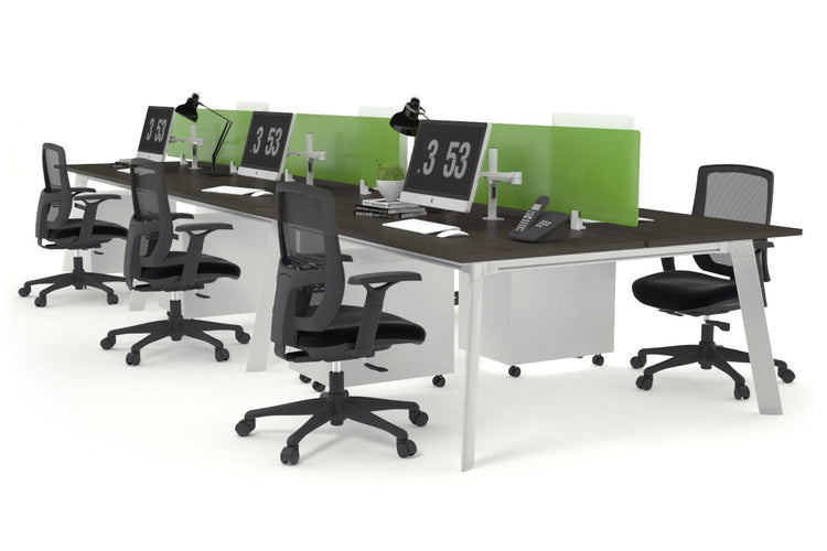 Switch - 6 Person Workstation White Frame [1200L x 700W] Jasonl dark oak green perspex (400H x 800W) 