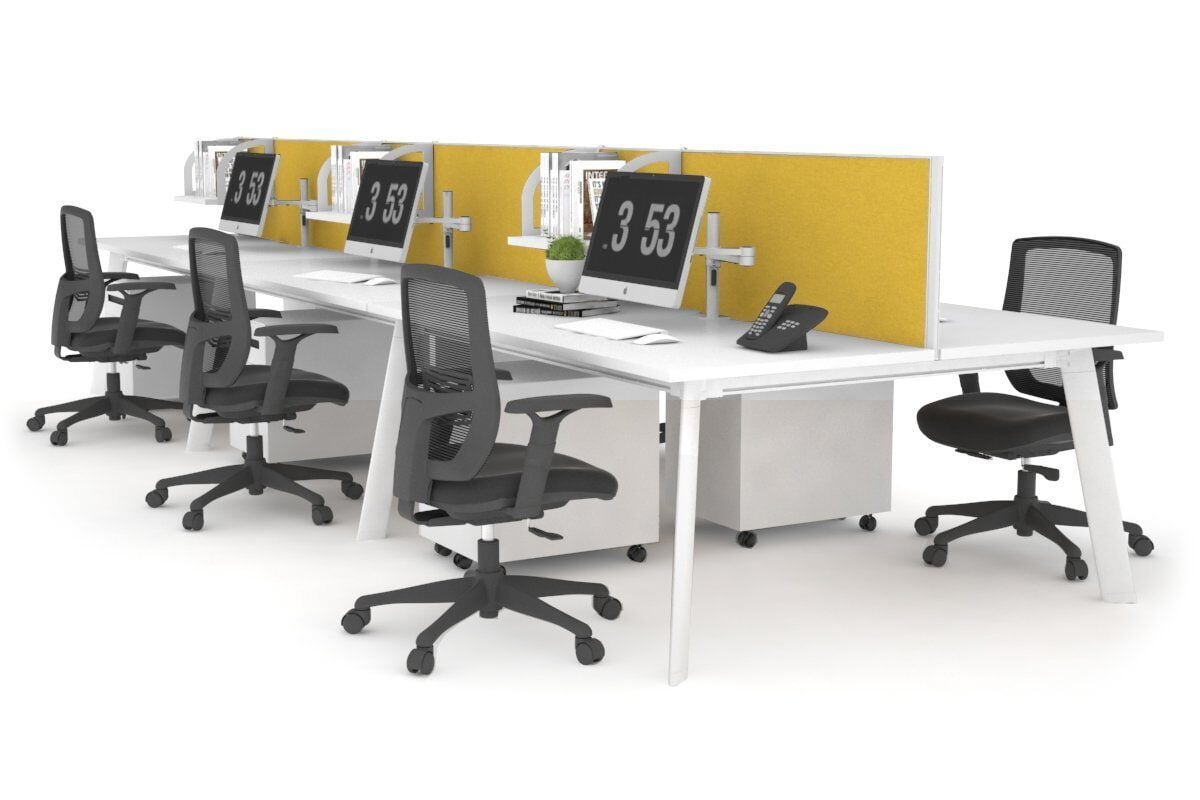 Switch - 6 Person Workstation White Frame [1200L x 700W] Jasonl white mustard yellow (500H x 1200W) 