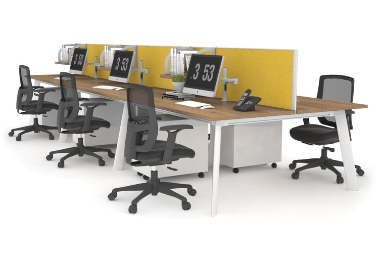 Switch - 6 Person Workstation White Frame [1200L x 700W] Jasonl salvage oak mustard yellow (500H x 1200W) 