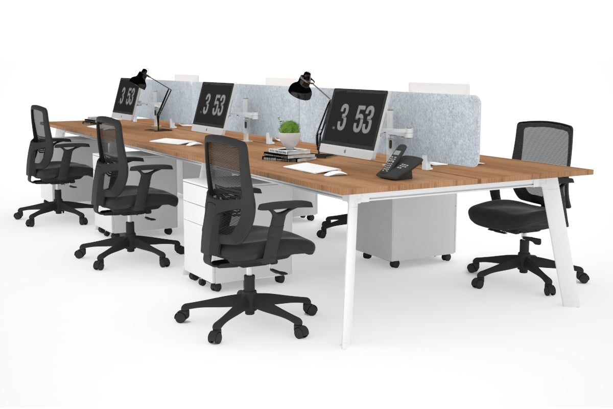 Switch - 6 Person Workstation White Frame [1200L x 700W] Jasonl salvage oak light grey echo panel (400H x 1200W) 