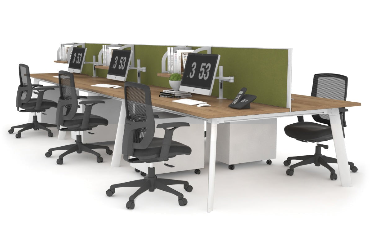 Switch - 6 Person Workstation White Frame [1200L x 700W] Jasonl salvage oak green moss (500H x 1200W) 