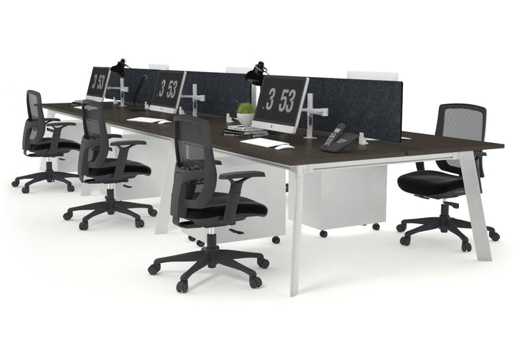 Switch - 6 Person Workstation White Frame [1200L x 700W] Jasonl dark oak grey echo perspex (400H x 800W) 