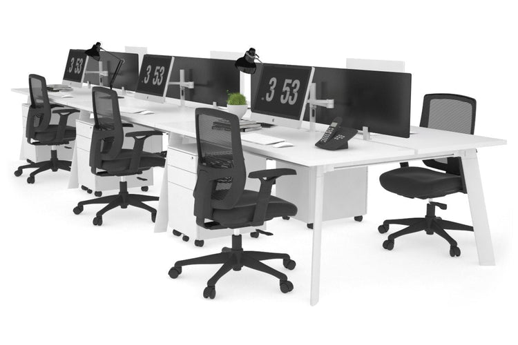 Switch - 6 Person Workstation White Frame [1200L x 700W] Jasonl white black perspex (400H x 800W) 