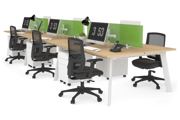 Switch - 6 Person Workstation White Frame [1200L x 700W] Jasonl maple green perspex (400H x 800W) 