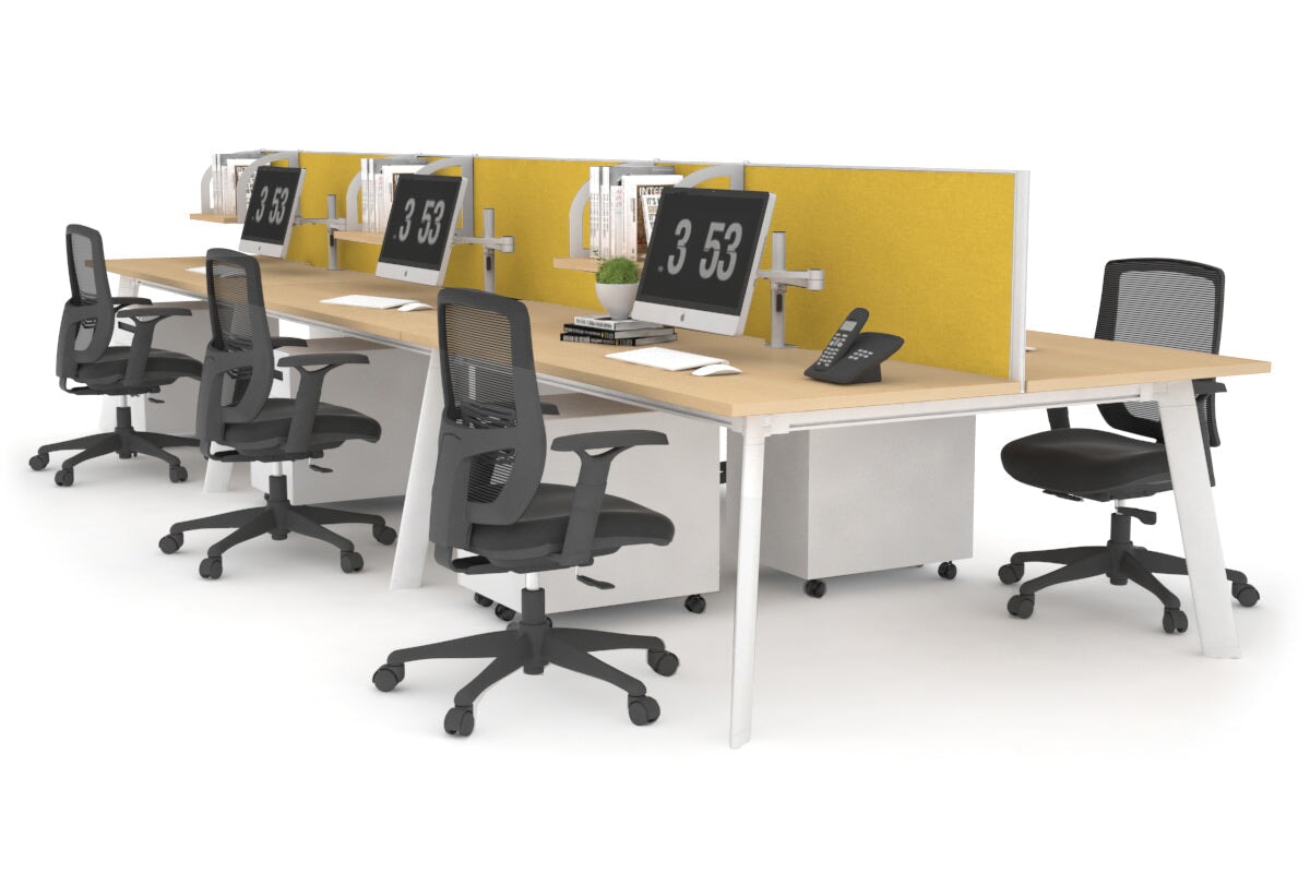 Switch - 6 Person Workstation White Frame [1200L x 700W] Jasonl maple mustard yellow (500H x 1200W) 