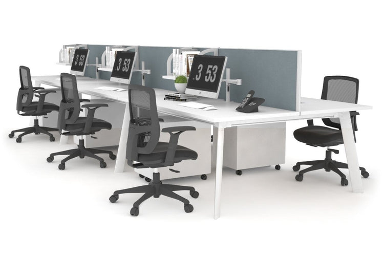 Switch - 6 Person Workstation White Frame [1200L x 700W] Jasonl white cool grey (500H x 1200W) 