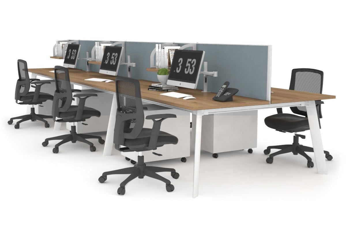 Switch - 6 Person Workstation White Frame [1200L x 700W] Jasonl salvage oak cool grey (500H x 1200W) 