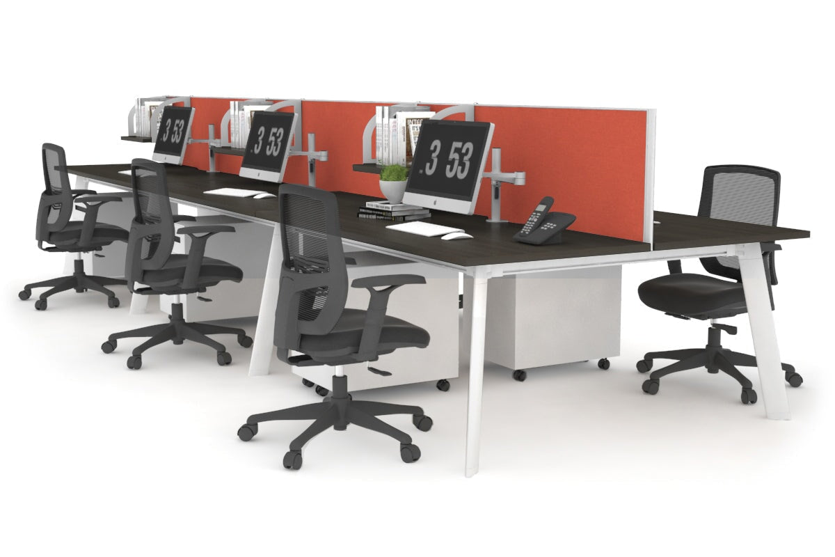 Switch - 6 Person Workstation White Frame [1200L x 700W] Jasonl dark oak orange squash (500H x 1200W) 