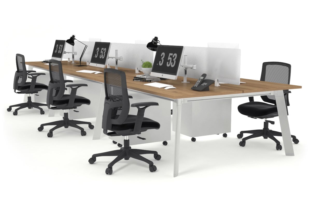 Switch - 6 Person Workstation White Frame [1200L x 700W] Jasonl salvage oak white perspex (400H x 800W) 