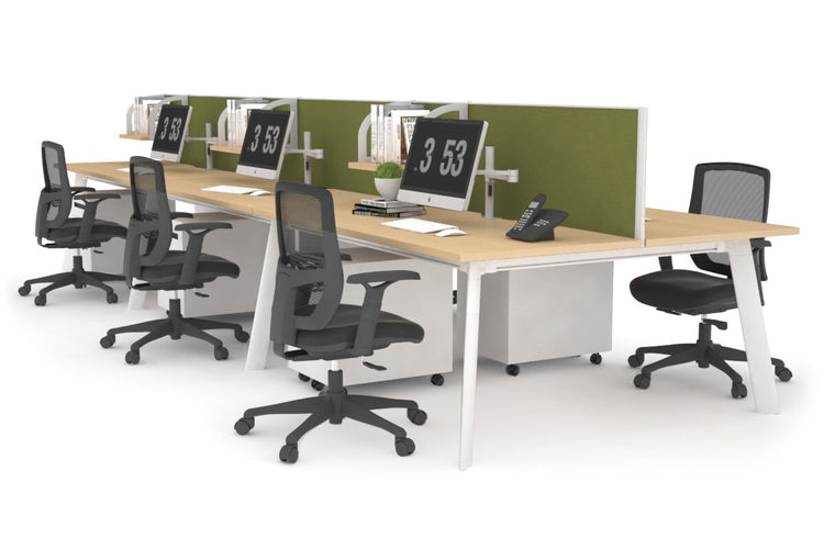 Switch - 6 Person Workstation White Frame [1200L x 700W] Jasonl maple green moss (500H x 1200W) 