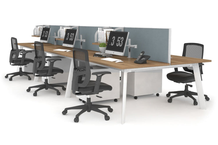 Switch - 6 Person Workstation White Frame [1400L x 700W] Jasonl salvage oak cool grey (500H x 1400W) 