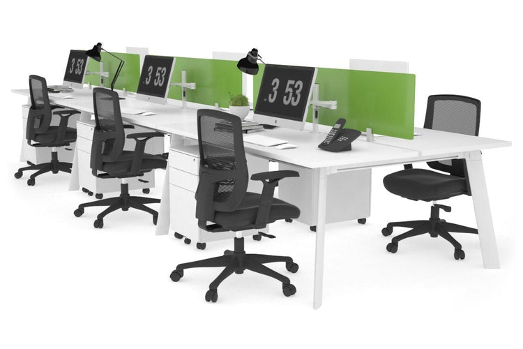 Switch - 6 Person Workstation White Frame [1400L x 700W] Jasonl white green perspex (400H x 800W) 