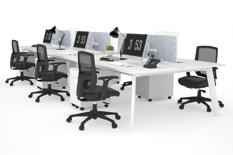 Switch - 6 Person Workstation White Frame [1400L x 700W] Jasonl white light grey echo panel (400H x 1200W) 