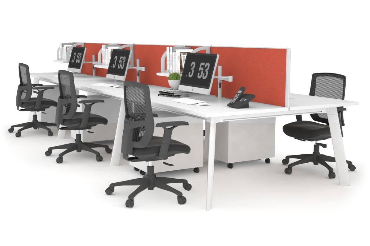 Switch - 6 Person Workstation White Frame [1400L x 800W with Cable Scallop] Jasonl white orange squash (500H x 1400W) 