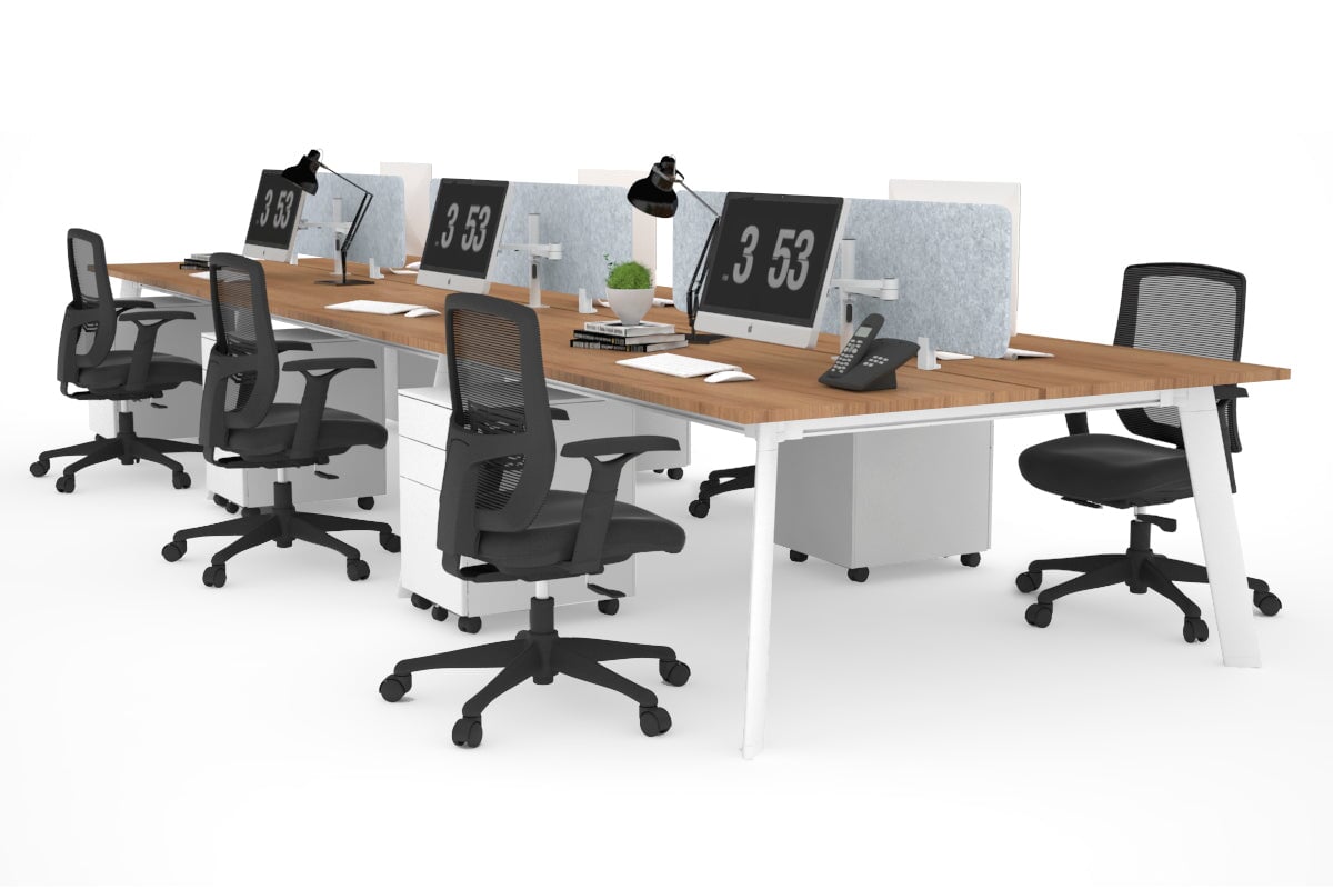 Switch - 6 Person Workstation White Frame [1800L x 700W] Jasonl salvage oak light grey echo panel (400H x 1600W) 