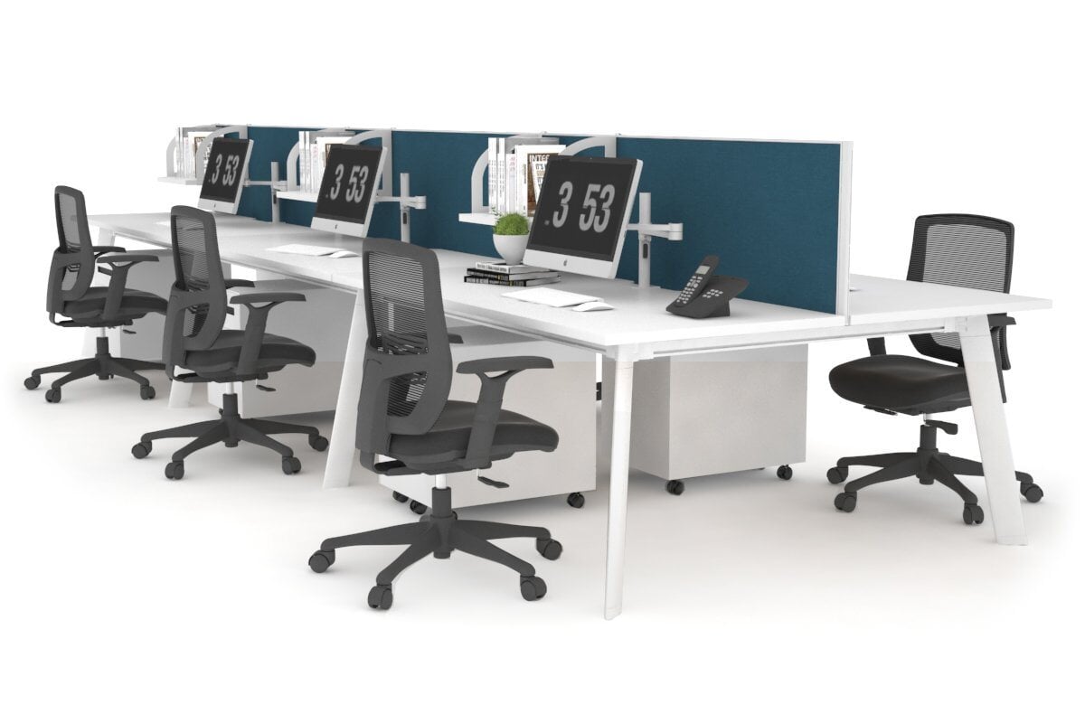 Switch - 6 Person Workstation White Frame [1800L x 700W] Jasonl white deep blue (500H x 1800W) 