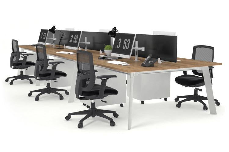 Switch - 6 Person Workstation White Frame [1800L x 700W] Jasonl salvage oak black perspex (400H x 1500W) 