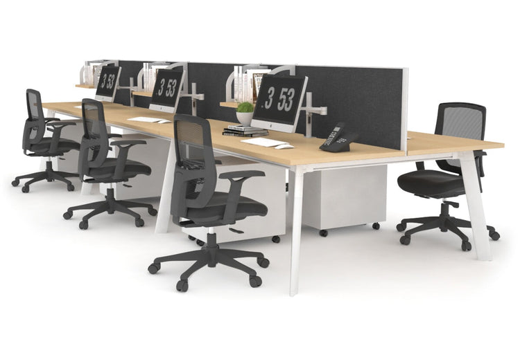 Switch - 6 Person Workstation White Frame [1800L x 700W] Jasonl maple moody charcoal (500H x 1800W) 