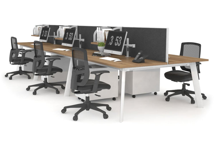 Switch - 6 Person Workstation White Frame [1800L x 800W with Cable Scallop] Jasonl salvage oak moody charcoal (500H x 1800W) 