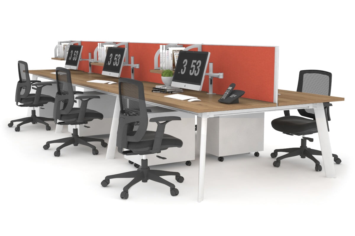 Switch - 6 Person Workstation White Frame [1800L x 800W with Cable Scallop] Jasonl salvage oak orange squash (500H x 1800W) 