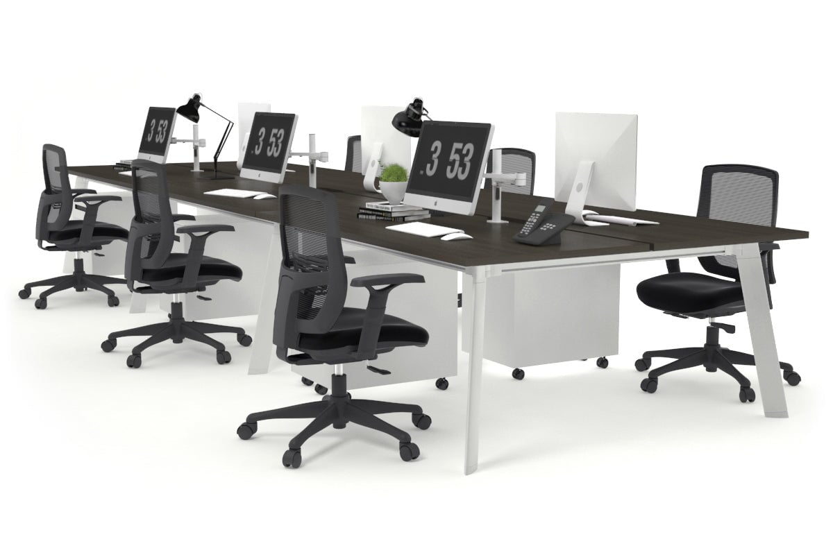 Switch - 6 Person Workstation White Frame [1800L x 800W with Cable Scallop] Jasonl dark oak none 