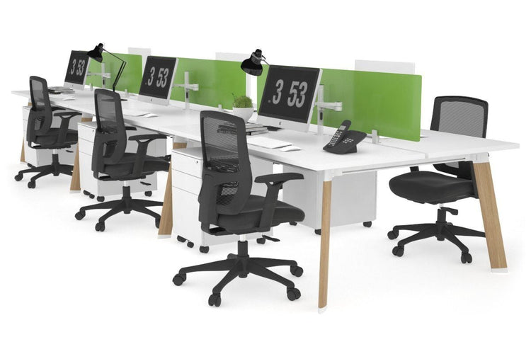 Switch - 6 Person Workstation Wood Imprint Frame [1200L x 700W] Jasonl white green perspex (400H x 800W) 