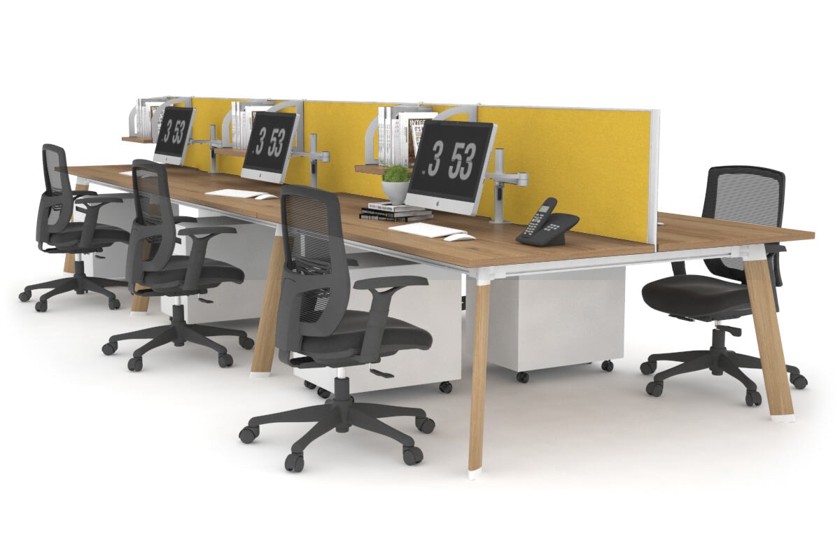 Switch - 6 Person Workstation Wood Imprint Frame [1200L x 800W with Cable Scallop] Jasonl salvage oak mustard yellow (500H x 1200W) 