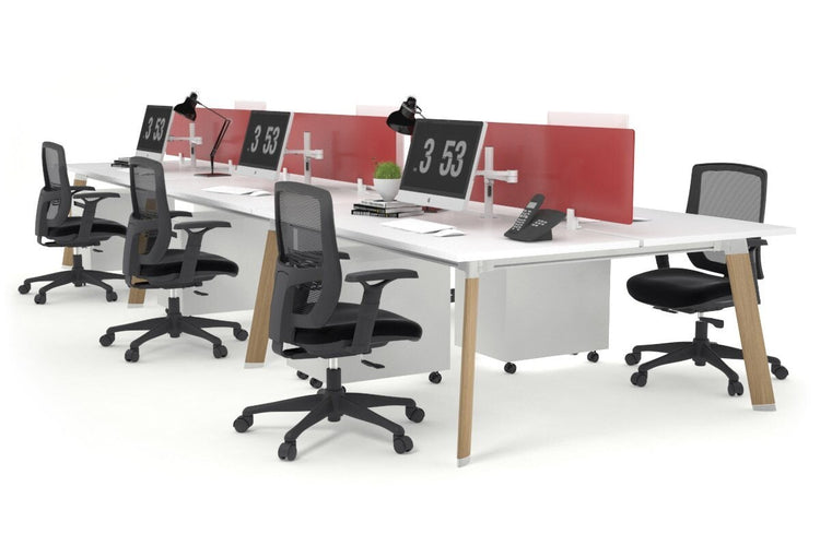 Switch - 6 Person Workstation Wood Imprint Frame [1200L x 800W with Cable Scallop] Jasonl white red perspex (400H x 800W) 