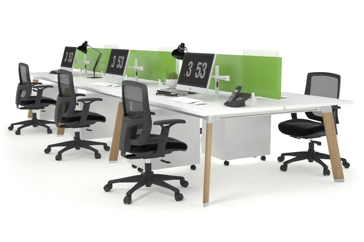 Switch - 6 Person Workstation Wood Imprint Frame [1200L x 800W with Cable Scallop] Jasonl white green perspex (400H x 800W) 