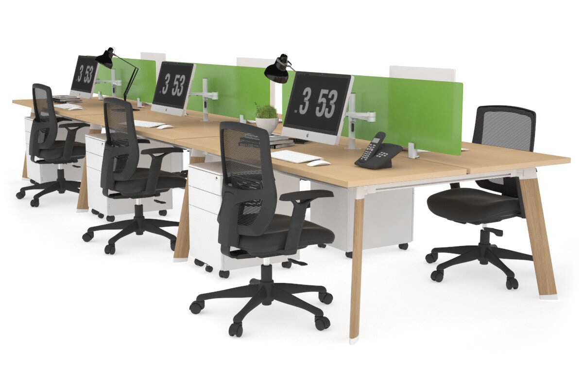 Switch - 6 Person Workstation Wood Imprint Frame [1800L x 700W] Jasonl maple green perspex (400H x 1500W) 