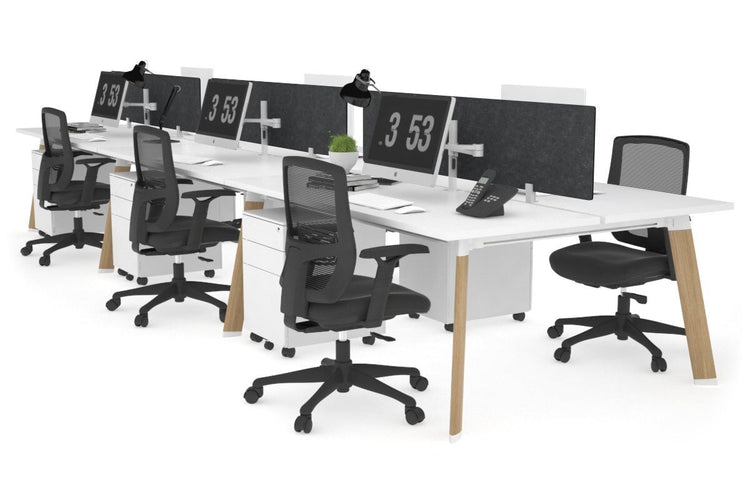 Switch - 6 Person Workstation Wood Imprint Frame [1800L x 700W] Jasonl white grey echo perspex (400H x 1500W) 