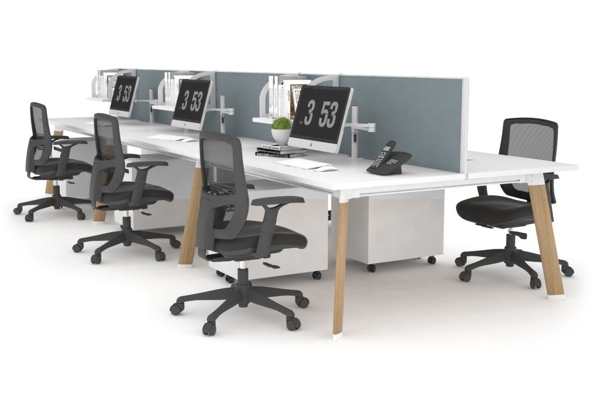 Switch - 6 Person Workstation Wood Imprint Frame [1800L x 700W] Jasonl white cool grey (500H x 1800W) 