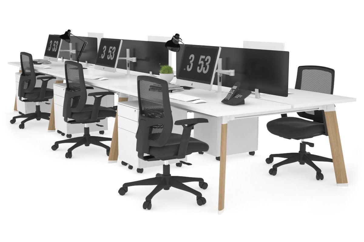 Switch - 6 Person Workstation Wood Imprint Frame [1800L x 700W] Jasonl white black perspex (400H x 1500W) 