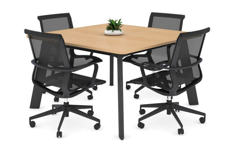 Switch Meeting Room Table - Rounded Corners [1100L x 1100W with Rounded Corners] Jasonl black leg maple 