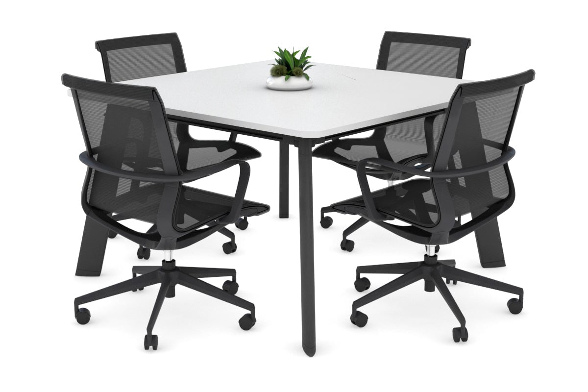 Switch Meeting Room Table - Rounded Corners [1100L x 1100W with Rounded Corners] Jasonl black leg white 