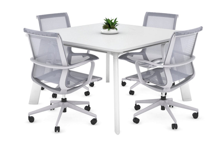 Switch Meeting Room Table - Rounded Corners [1100L x 1100W with Rounded Corners] Jasonl white leg white 