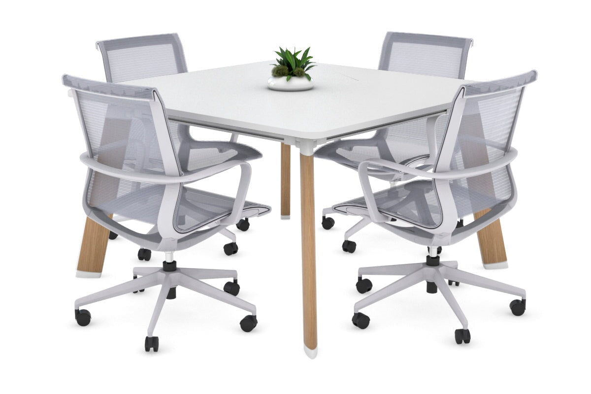 Switch Meeting Room Table - Rounded Corners [1100L x 1100W with Rounded Corners] Jasonl wood imprint leg white 