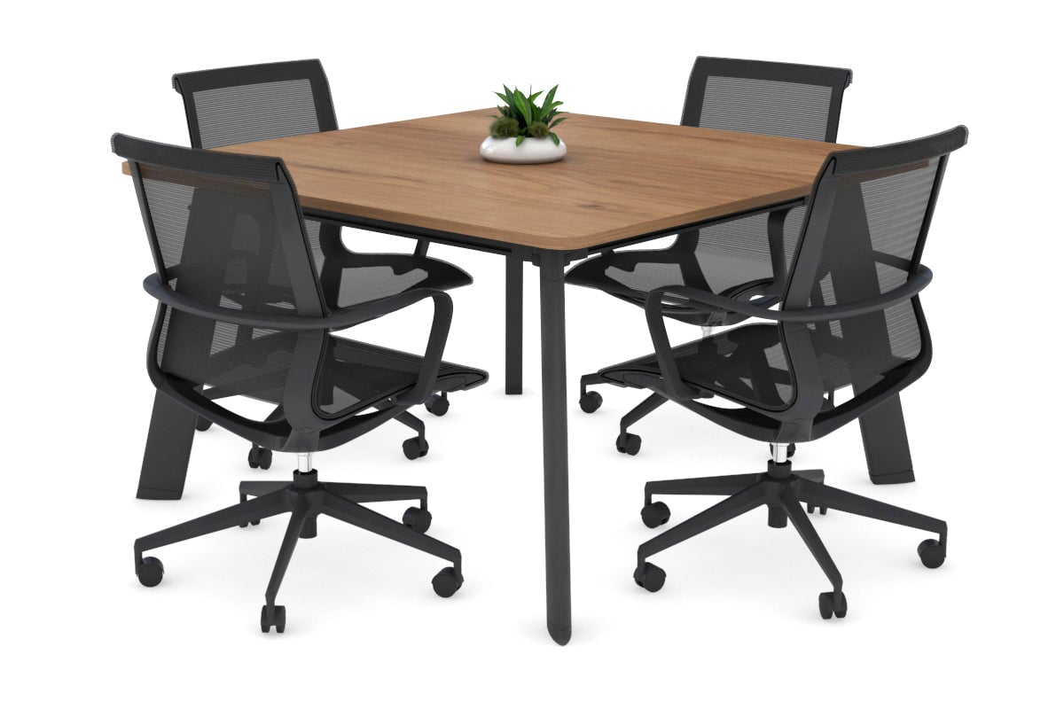 Switch Meeting Room Table - Rounded Corners [1100L x 1100W with Rounded Corners] Jasonl black leg salvage oak 