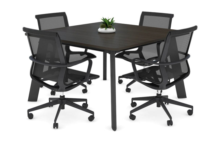 Switch Meeting Room Table - Rounded Corners [1100L x 1100W with Rounded Corners] Jasonl black leg dark oak 