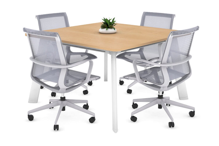 Switch Meeting Room Table - Rounded Corners [1100L x 1100W with Rounded Corners] Jasonl white leg maple 