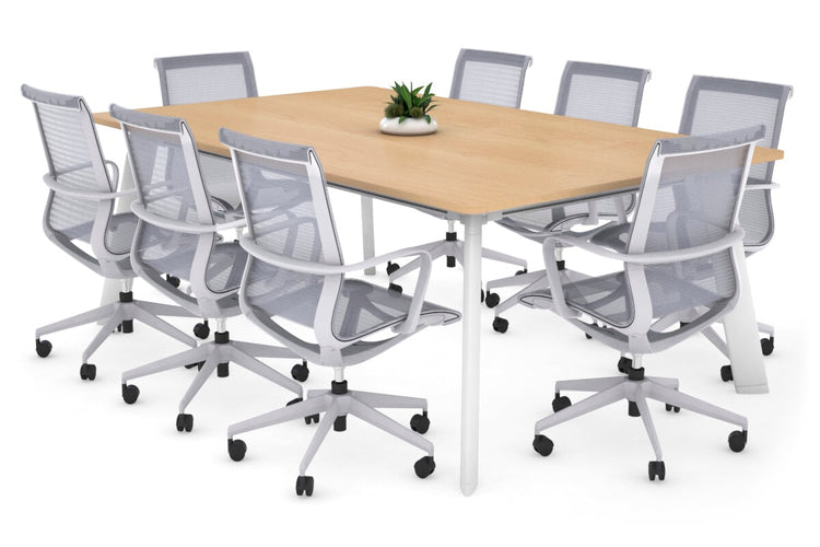 Switch Meeting Room Table - Rounded Corners [1800L x 1100W with Rounded Corners] Jasonl white leg maple 