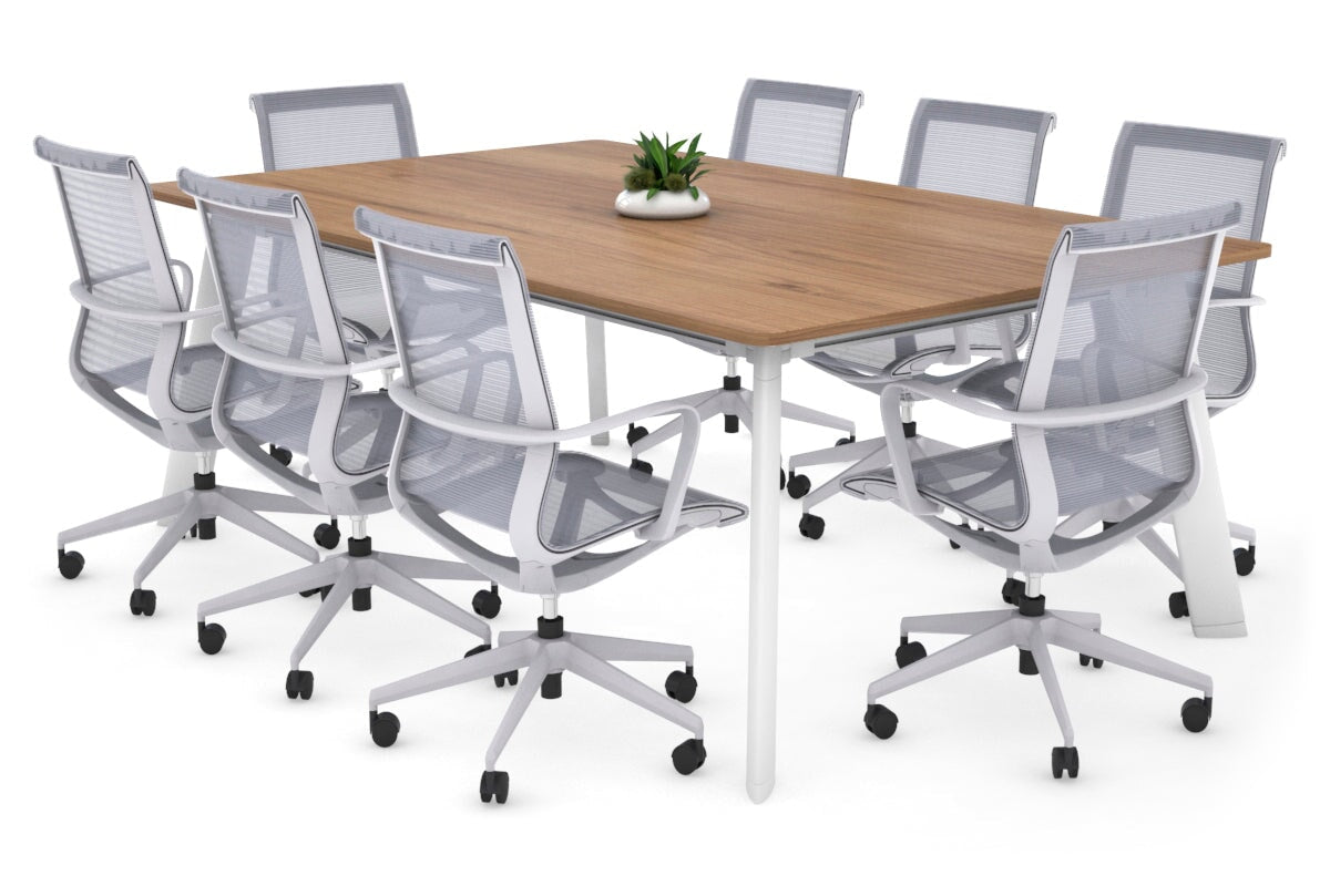 Switch Meeting Room Table - Rounded Corners [1800L x 1100W with Rounded Corners] Jasonl white leg salvage oak 