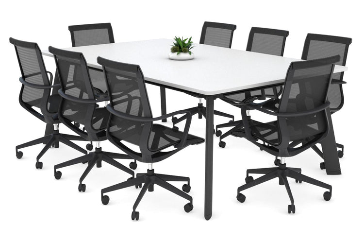 Switch Meeting Room Table - Rounded Corners [1800L x 1100W with Rounded Corners] Jasonl black leg white 